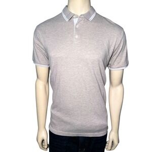 Denim & Flower Polo Shirt Mens Large Tan Excellent Tipped Collar Ricky Singh